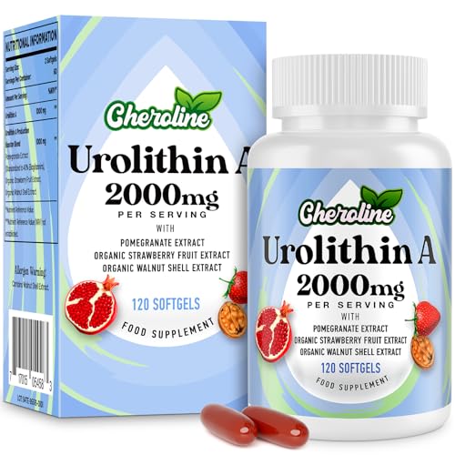 Urolithin A Supplement 2000mg 120 Softgels 60-Day Supply Enhanced with Pomegranate Strawberry & Walnut Extracts Premium Plant-Based Formula (120 Count (Pack of 1))