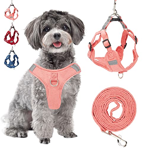 Husdow Small Dog Harness With 5 Ft Leash, Lightweight Soft Dog Halter Harness, Adjustable Reflective No Pull Dog Halter Harness (Xs, Pink) #TOP3
