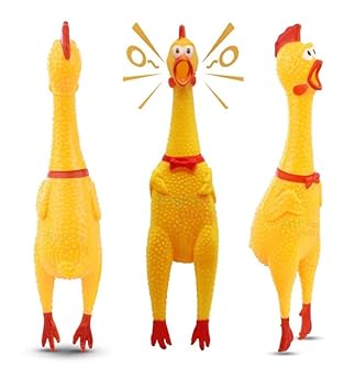 First Play Squawking Chicken Rubber Squeeze Dog Toys with Sound I BPA Free I Chemical Free I Squeaky and Screaming Chicken Toy for Pets or Kids I Safe & Non-Toxic Dog Toy