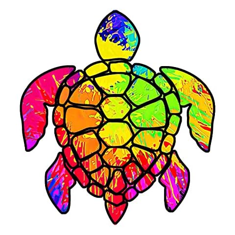 2 Pack Turtle Tie Dye Reflective Vinyl Car Decals Stickers, Van Trucks Women Men Motorcycle Laptop Decals Skateboard Bike Bumper Window 5.1" Cover