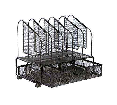 Beiz-Office-Desk-Organizers-and-Accessories-with-Drawer-5-Upright-Slots-File-Folder-Storage-Desktop-Organizer-Mesh-Desk-Supplies-Organization-Rack-for-Office-Home-Workspace-College-Dorm-School-Black