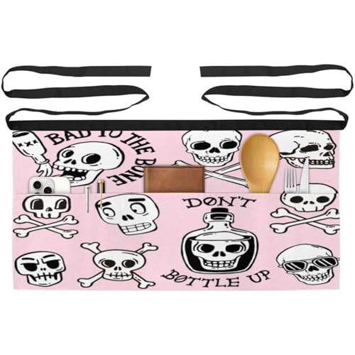 Lot de 3 tabliers courts de chef à motif crânes d'Halloween multicolore