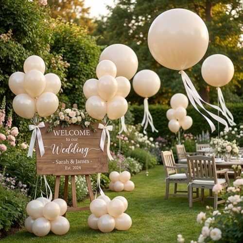 Image of KALOR Beige Giant 36 Inch 9pcs Large Latex Balloons