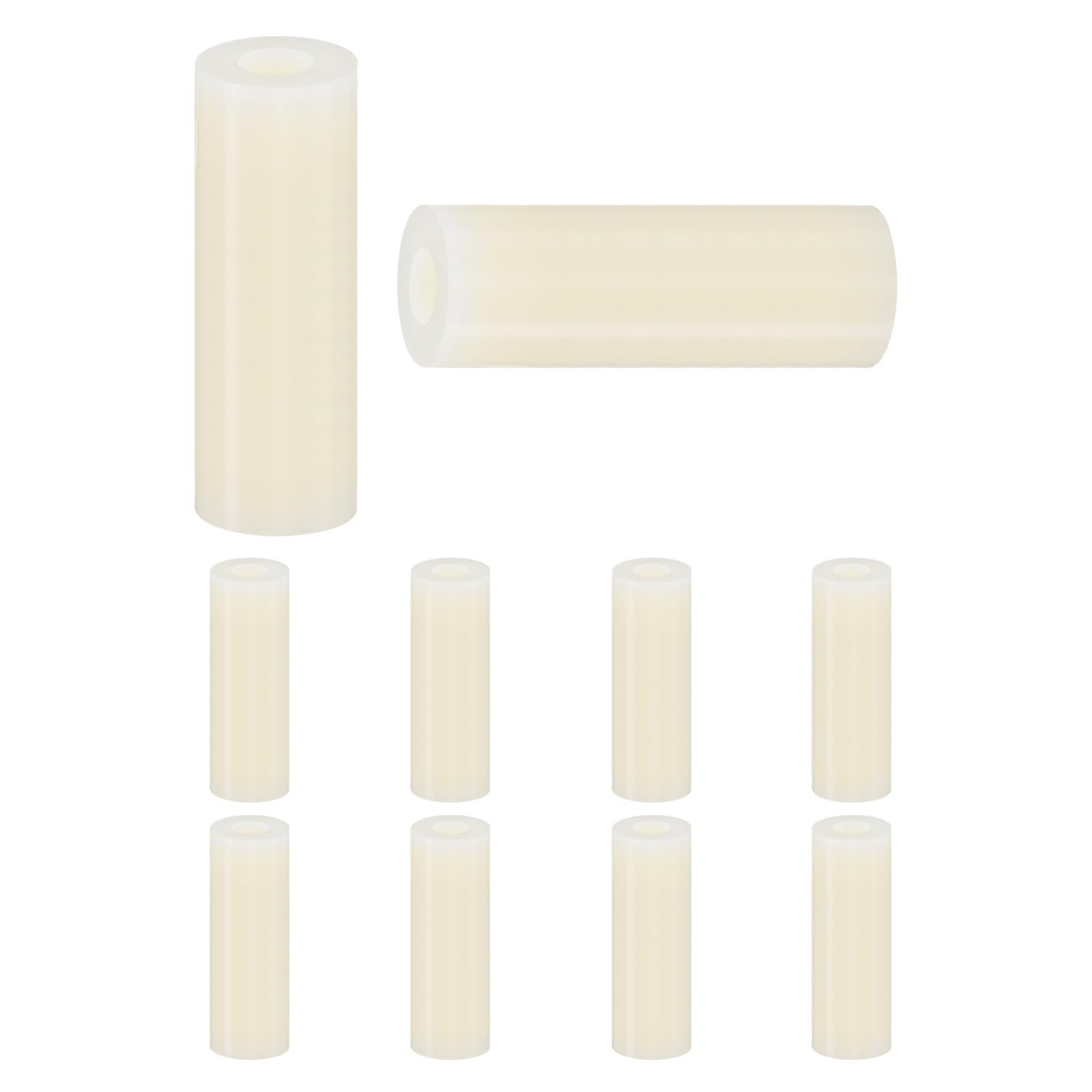 M METERXITY 100 Pack Nylon Washers, 3.2mm ID 7mm OD 20mm Length Round Plastic Spacer Washer Standoff Non-Threaded for M3 Screws/Bolts/Electrical Outlet/Switch Receptacle[White]