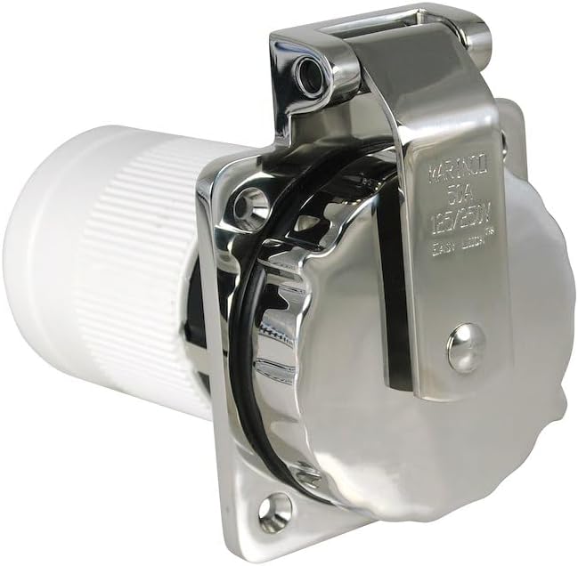 ParkPower by Marinco 6373EL-BRV Stainless Steel RV Power Inlet, 50A, 125/250V