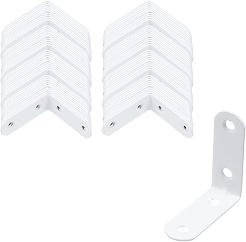Coshar 20 soportes de hierro en L para juntas de ángulo recto, soportes de estante resistentes para estantes flotantes, mesa de madera y banco de