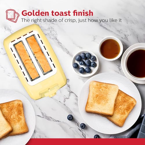Image of Holstein Housewares - 2-Slice Toaster with 7 Browning Control Settings, Yellow /Stainless Steel - Great to Toast Bread, Bagels and Waffles