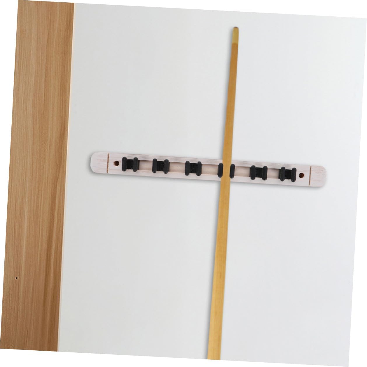Wall Mounted Pool Cue Rack 6-hole Solid Wood Billiard Cue Holder 2 Pairs White Pool Stick Storage for Game Room Accessories