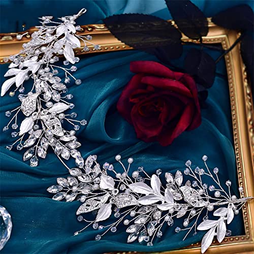BREWIX Diadema nupcial con diamantes de imitación, adornos for el pelo de novia, tocado de mujer, tocado de princesa Diademas