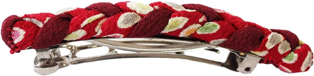 Japanese Kyoto Chirimen String Barette Hair Clip/Clasp (Red)