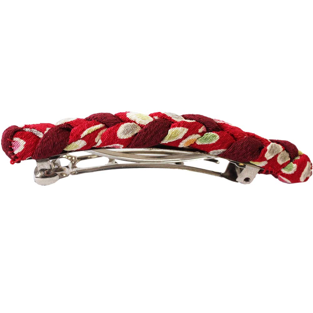 Japanese Kyoto Chirimen String Barette Hair Clip/Clasp (Red)