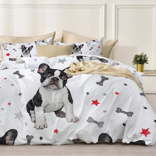 Housse de couette 200x200cm bouledogue microfibre avec taies - 6