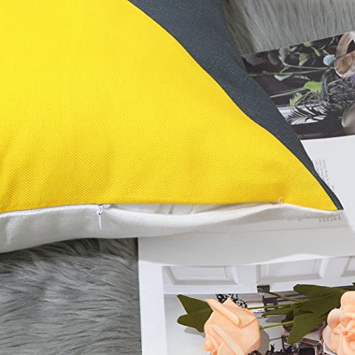 TIDWIACE Federe per Cuscini in Cotone e Lino per Divano del Soggiorno, Camera da Letto con Cerniera Invisibile (45 x 45 cm, Giallo e Grigio)