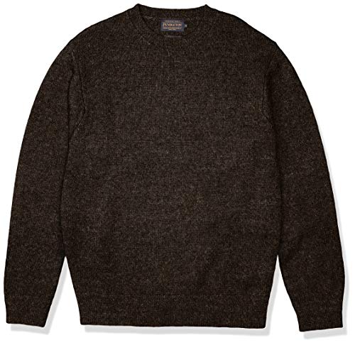 Pendleton Men s Shetland Crew Neck Sweater, Dark Brown Mix, LG