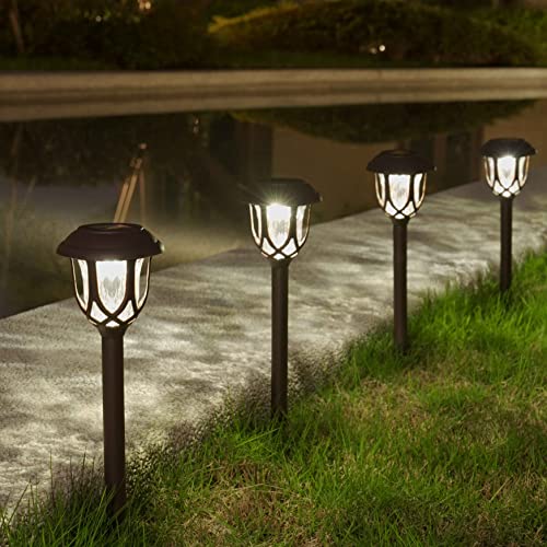Excmark 10 Pack Solar Lights Outdoor Decorative, Solar Pathway Lights Outdoor, Solar Powered Garden Yard Lights For Walkway Sidewalk Driveway. (Brown, Warm White) #TOP2
