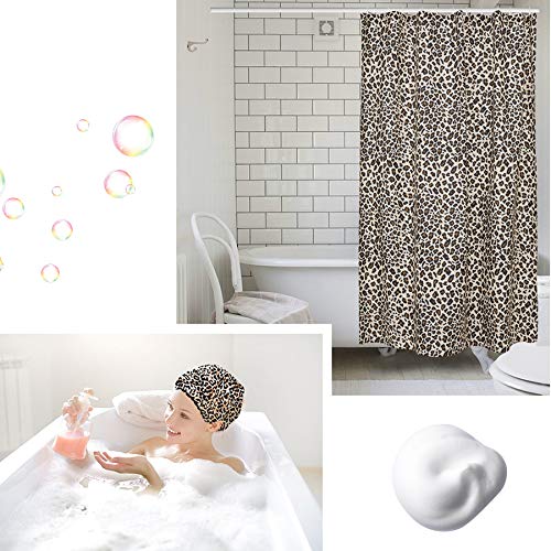 Elecharm Designer Reusable Shower Cap, Leopard Stylish Bath Cap Double Layers Waterproof Bathing Shower Hat #TOP3