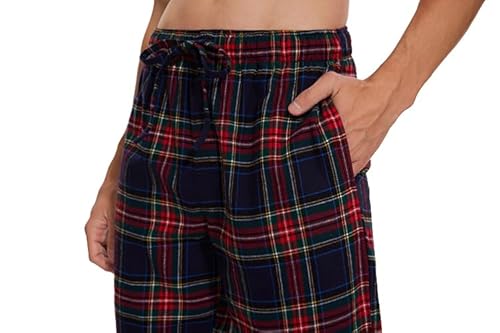 Lavenderi Calça de pijama masculina de algodão macio, calça de pijama longa com cordão e bolsos, Xad