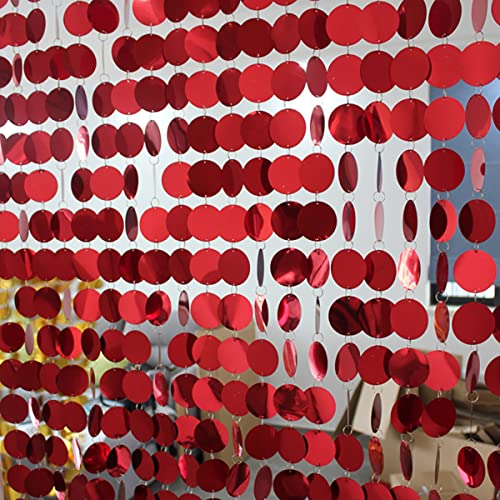 ECYC Ltd Rideau de porte à paillettes scintillantes en PVC pour porte, fenêtre, séparateur de pièce, pour la maison, les festivals, les décorations de fête de mariage (5 bandes, rouge)