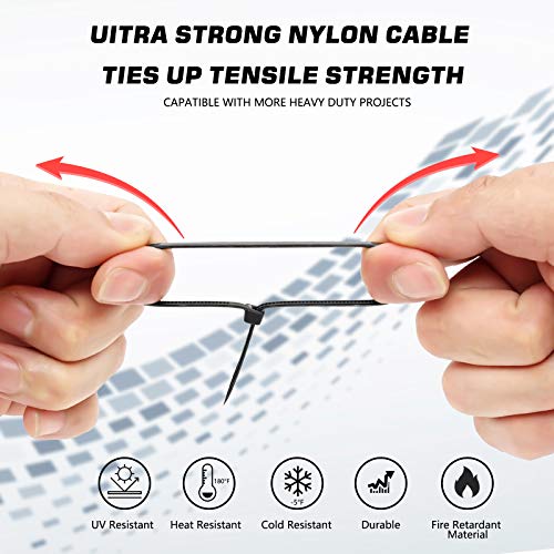 Image of Cable Zip Ties, 250PCS Multi-Purpose Nylon Zip Ties, 4 Inch Self Locking Cable Ties,Self-Locking Wire Ties used for home, garden, garage,indoor and outdoor.Black Cable Ties