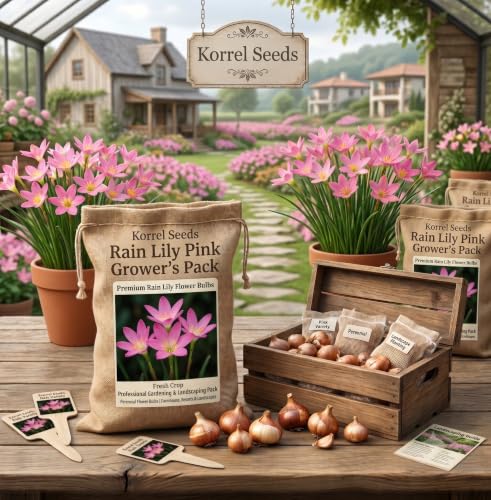 Image of RainLily Grower's Pack | Premium RainLily Flower Bulbs | Fresh Crop | Professional Gardening & Landscaping Pack | Perennial Flower Bulbs | Farmhouse, Resorts & Landscapes (250 Bulbs Pink)