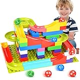Victostar Marble Run Building Blocks Construction Toys Set Puzzle Race Track for Kids 73 Pieces