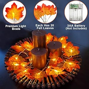   TURNMEON-2-Pack-Fall-Decor-Enlarged-Maples-Leafed-Fall-Decorations-for-Home-Fall-Lights-Thick-Leafs-Garlands-Total-20Ft-40LED-Battery-Operated-Waterproof-Thanksgiving-Halloween-Decor-Indoor-Outdoor