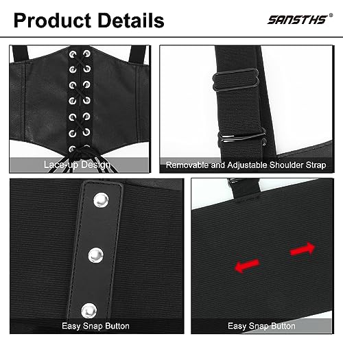 SANSTHS Women's Renaissance Underbust Corset Belt, Elastic Wide Steampunk Corset for Halloween4