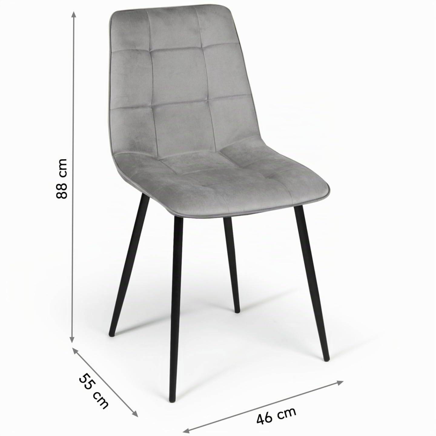 IDMarket - Lote de 4 sillas de comedor MILA de terciopelo gris claro