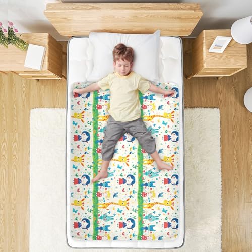 Miniatura 7 de Almohadillas De Cama De Niña Linda De Jirafa, Almohadillas Impermeables Para Humedecer La Cama, A Prueba De Fugas, Cuna De Secado Rápido Para Niños Y Niñas, 132 Cm De Largo X 86 Cm De Ancho