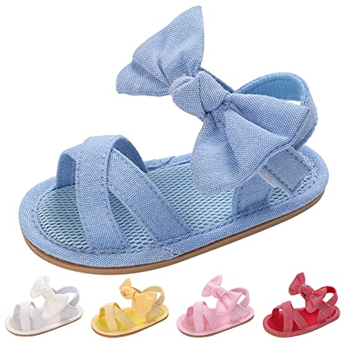 Summer Children Baby Toddler Shoes Girls Sandals Flat Bottom Light Open Toe Solid Color Bow Back Baby Sandals 12 Months4