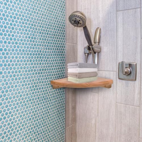 Estantería de esquina flotante de madera: almacenamiento y decoración de pared en baño 3
