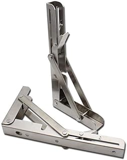 2pcs Folding Shelf Brackets 10 inch Heavy 304 Stainless Steel Collapsible Triangle Wall Mount Shelf Bracket for Table Work Bench, Space Saving Wall Shelf Max Load 110 lb