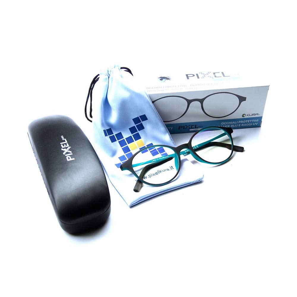 Pixel Lens Vogue Occhiali, per PC, TV, Tablet, Gaming Contro STANCHEZZA Occhi, Massimo Comfort VISIVO, Montatura Leggera, CERTIFICATI Luce Blu -41% E UV -100% Test università Torino (+1.00)