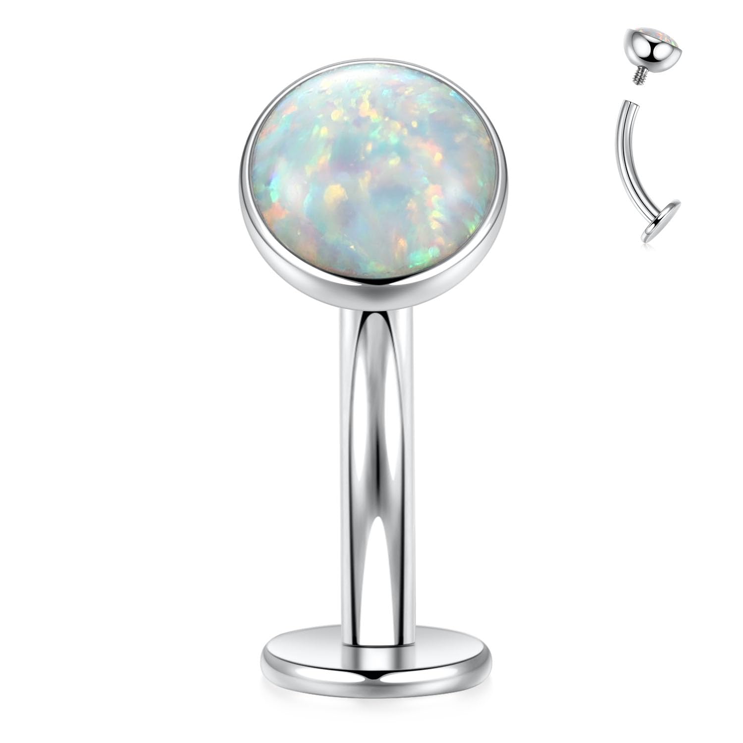 hengkaixuanG23 Titanium Belly Jewellery Disc Bottom Belly Button Ring Flat Back Navel Piercing Jewellery 14G Belly Piercing Curved Barbell 10 mm Internally Threaded Navel Ring for Women