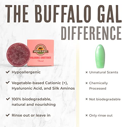 Buffalo Gal Grassfed Beauty Hyaluronic Conditioner Bar, Natural Hair Conditioner For Hair Growth, Hydrating Conditioner For Dry Hair, Detangling Conditioner For All Hair Types, 3 Fl Oz, Floral #TOP6