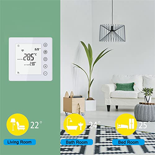 Wifi Thermostat, Geevorks Programmable Thermostats 16A Electric Heating Thermostat App Remote Control, Digital Thermostat With Lcd Touchscreen/ Children Lock/ Anti-Freeze Energy Saving #TOP2