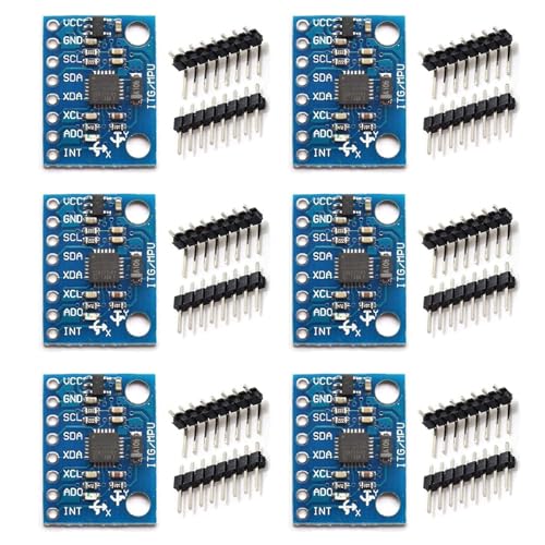 ​KEAcvise 6-Pack GY-521 MPU6050 6-Axis IMU Module - 3-Axis Gyro/Accelerometer with 16-bit ADC, I2C Interface for Arduino/Robotics/Drones/STEM Labs/Industrial Automation (Plug-and-Play)​