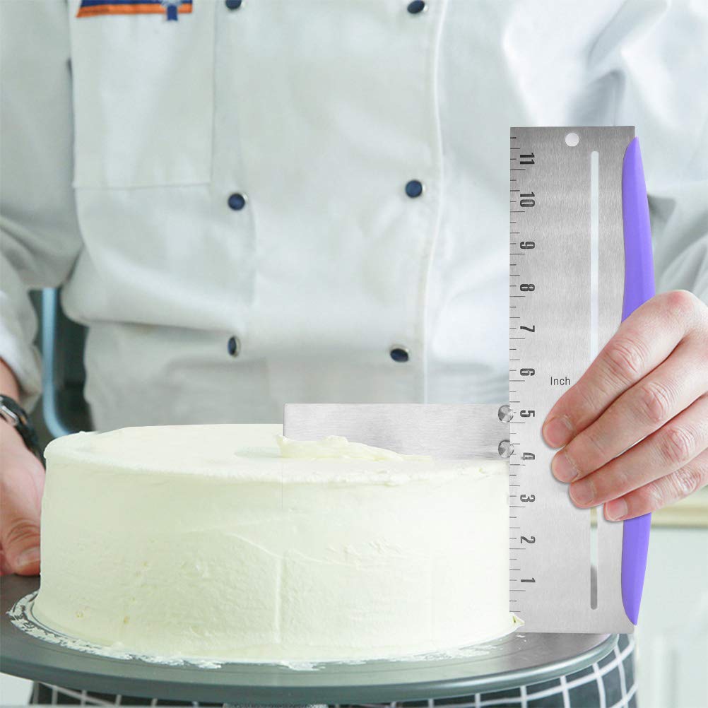 Spatole per Torte TIMESETL Raschietto per Torta Regolabile, Raschietto per Torta in Acciaio Inossidabile, Raschietto per Crema Regolabile, Spatole per Torta, Strumento per Lisciare Torta Fondente