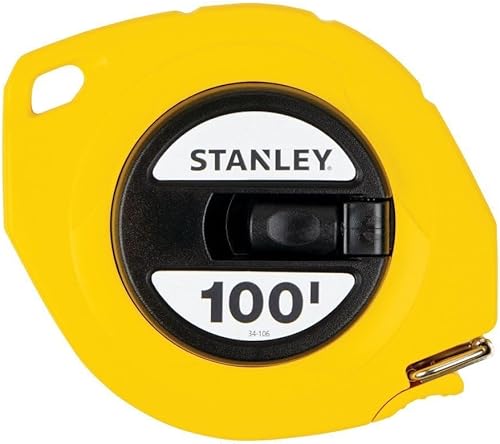 STANLEY Cinta métrica, graduaciones de 3/8 pulgadas, 100 pies, amarilla (34-106)