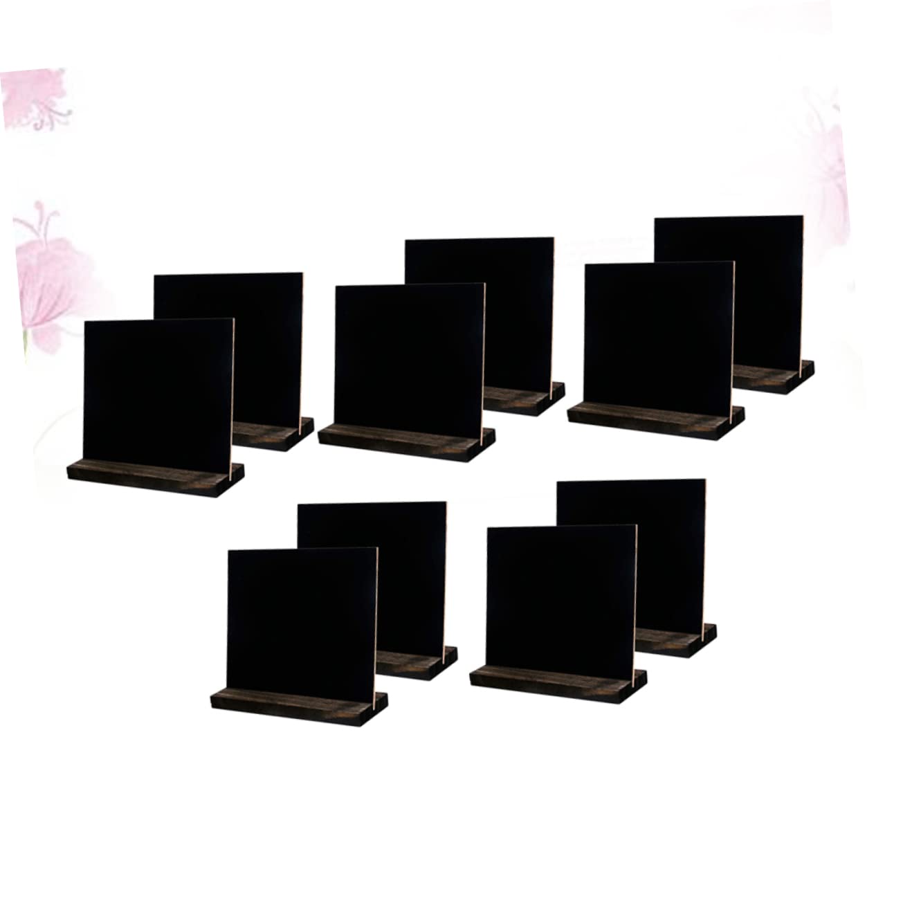 Mini Tableaux Noirs de Table Base Bois en Panneau Dense 10 Pièces