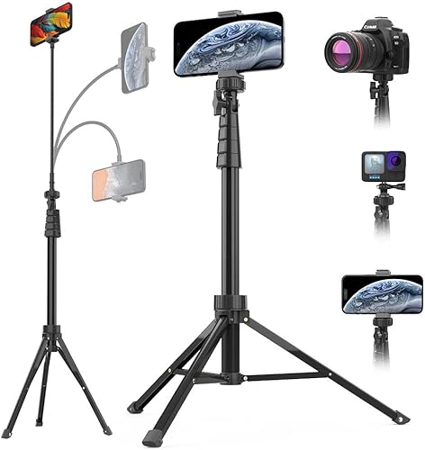 Aureday Trípode flexible para teléfono de 88 pulgadas con cuello de cisne de 14.95 pulgadas, control remoto y soporte para teléfono, soporte