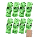 DaLaCa パラコード テントロープ タープロープ ガイロープ 反射材入り 太さ 4ｍｍ / 5ｍｍ 長さ 4ｍ 6本 / 8本 / 10本 セット 耐荷重 300kg 自在金具 収納袋 付き(グリーン8本)