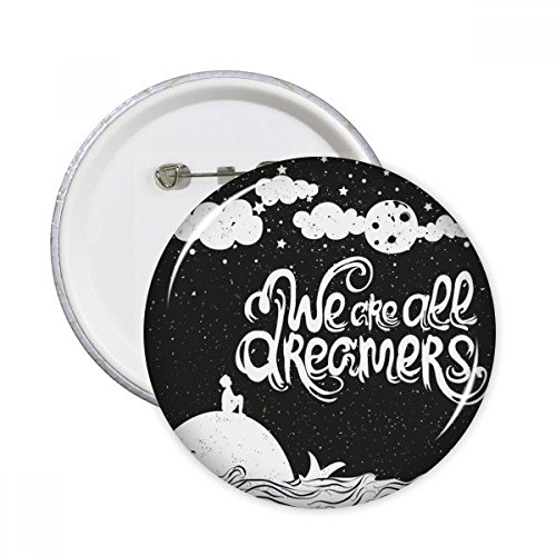 Badge pins Dreamers Noir Blanc DIYthinker, lot de 5 boutons ronds XL pour customiser vos vêtements
