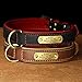 mypfote.com Exklusives Leder Hundehalsband mit großer Gravurplatte und gratis Gravur von Name und Telefon, für mittlere und große Hunde Braun/L 43-55cm