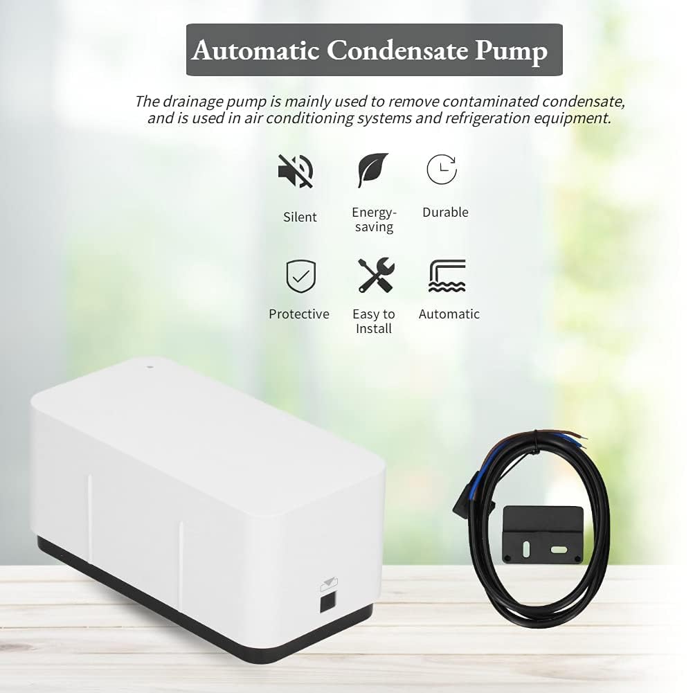 Bomba de Condensado Automática Silent 19dB con Tanque de Almacenamiento de Agua de 200ml, 24m³ / h Bomba de Condensado para HVAC, Deshumidificador, Horno, Aire Acondicionado