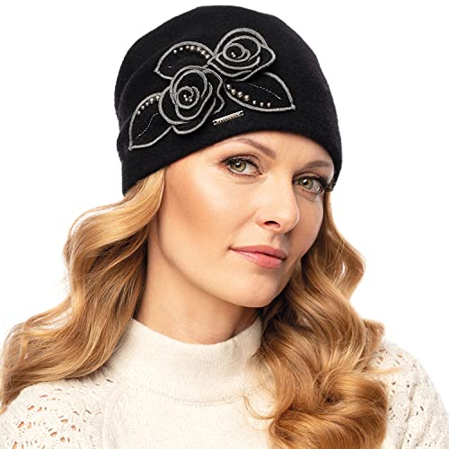 Bonnet femme automne hiver élégant en laine fait main 7068