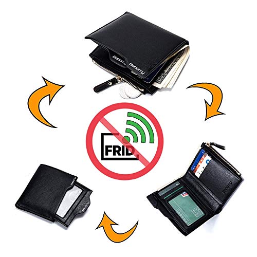 Carteira masculina antimagnética portátil anti RFID bolsa masculina com zíper curta carteira PU de c