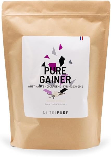 Nutripure | Pure Gainer Prise de Masse Sèche | Whey Native, Collagène & Farine d'Avoine | 28g Protéines, 35g Glucides | Sans Gluten & Sans OGM | Sachet de 1,2 kg | Neutre | Made in France - 5