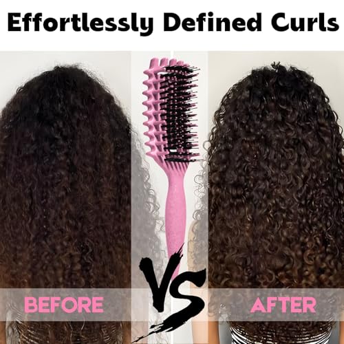 Image of Curly Hair Brush Candybrush Curl Defining Brush for Detangling Shaping and Defining Curls for Women, Men, Wet & Dry Hair (Pink)