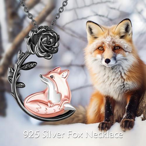 Fox Necklace 925 Sterling Silver Fox Pendant Necklace for Women Fox Jewelry Gifts3